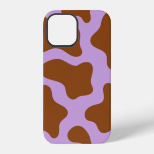 pastel purple brown cow print iPhone 12 case