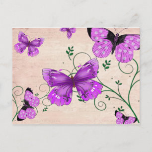 Pastel Purple Butterflies Postcard