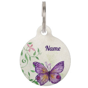 Pastel Purple Butterfly Pet Tag