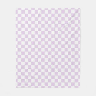 Pastel Purple Chequered Pattern Chequerboard Check Fleece Blanket