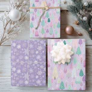 Pastel Purple Christmas Wrapping Paper Sheet