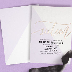 Pastel Purple Colour Block Sweet 16 Birthday Party