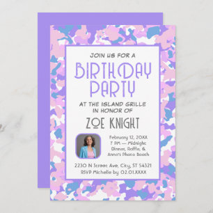 Pastel Purple Confetti Birthday Party Invitation