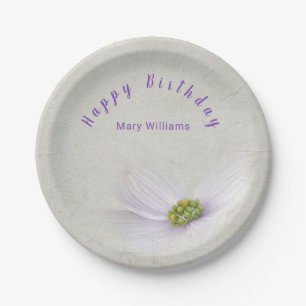 pastel purple cosmos flower paper plate