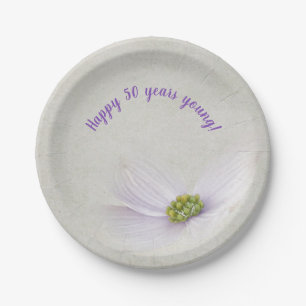 pastel purple cosmos flower paper plate
