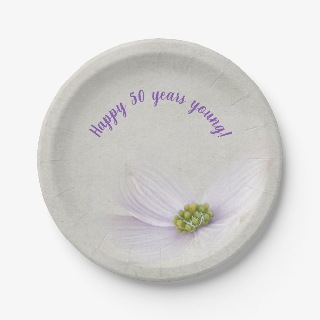 pastel purple cosmos flower paper plate (Front)