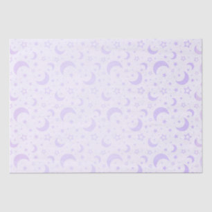 Pastel Purple Crescent Moons and Stars Halloween Tissue Paper