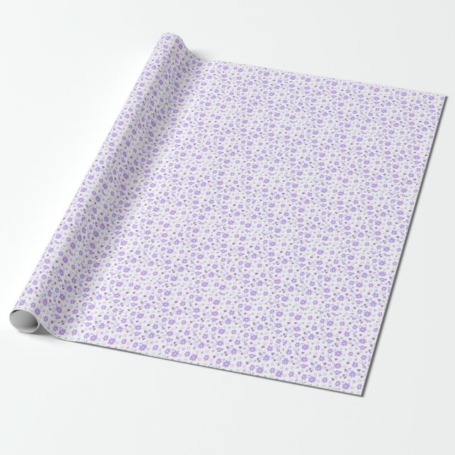 Pastel purple daisies wrapping paper (Unrolled)