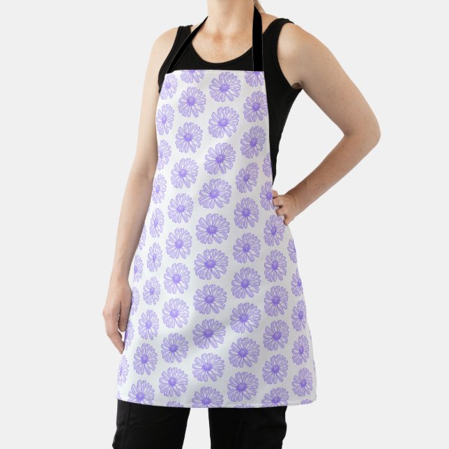 Pastel Purple Daisy Flower Print, Hippie Floral Apron (Insitu)