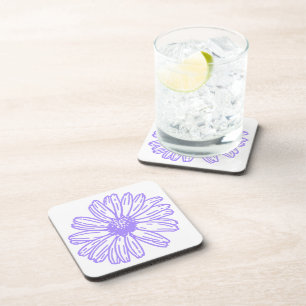 Pastel Purple Daisy Flower Print, Hippie Floral Coaster