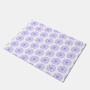 Pastel Purple Daisy Flower Print, Hippie Floral Doormat