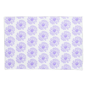 Pastel Purple Daisy Flower Print, Hippie Floral Pillowcase