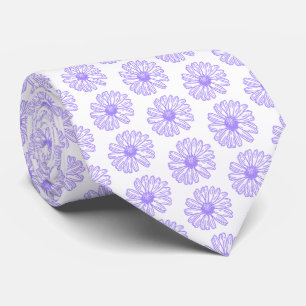 Pastel Purple Daisy Flower Print, Hippie Floral Tie