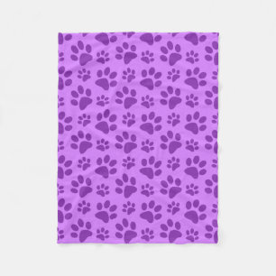 Pastel purple dog paw print fleece blanket