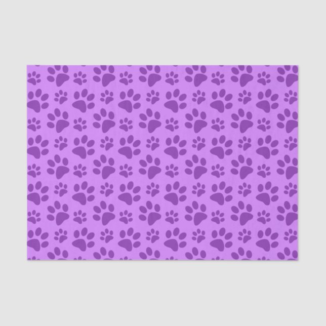 Pastel purple dog paw print tissue paper (Front)