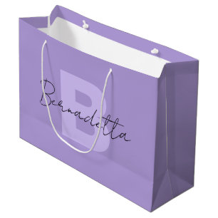 Pastel Purple   Elegant Handwritten Name Script Large Gift Bag