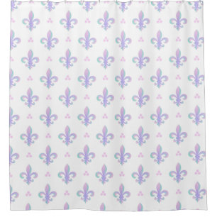 Pastel Purple Fleur De Lis Shower Curtain