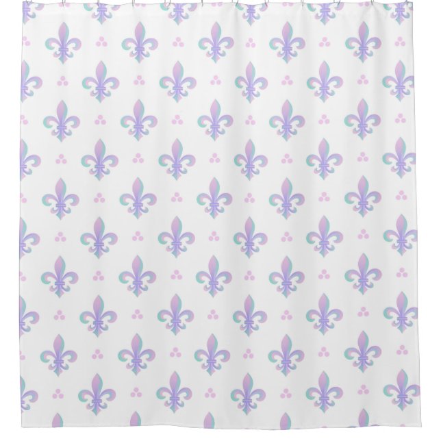 Pastel Purple Fleur De Lis Shower Curtain (Front)