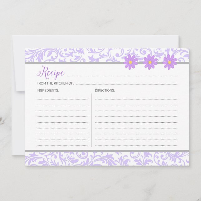 Pastel Purple Floral Recipe Card (Front)