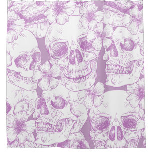 pastel purple floral Skulls skeleton flowers Shower Curtain