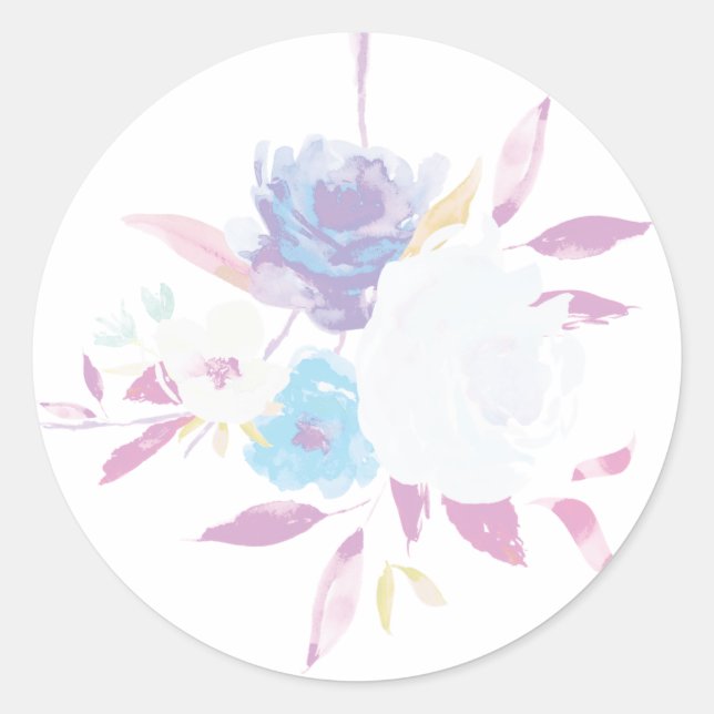 Pastel Purple Floral Watercolor Sticker (Front)