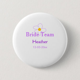 Pastel purple flower bridesmaid bride team boho mo 6 cm round badge