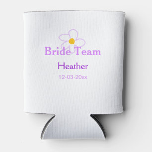 Pastel purple flower bridesmaid bride team boho mo can cooler