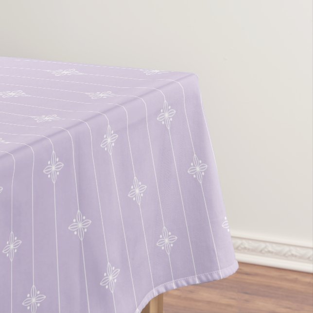 Pastel Purple Geometric Floral Pattern Tablecloth (In Situ)