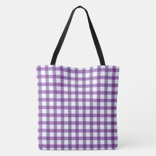 Pastel Purple Gingham Check Pattern Tote Bag
