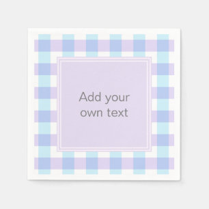 Pastel Purple Gingham Custom Text Napkin