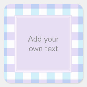 Pastel Purple Gingham Custom Text Square Sticker