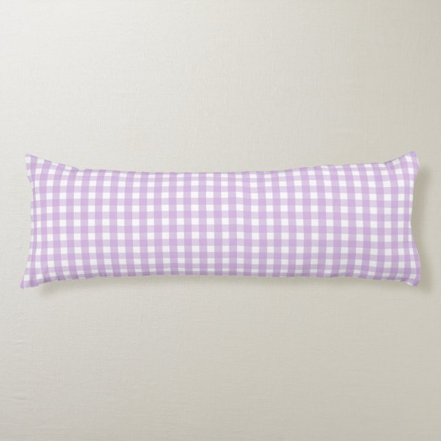 Pastel Purple Gingham Pattern Body Cushion (Front)