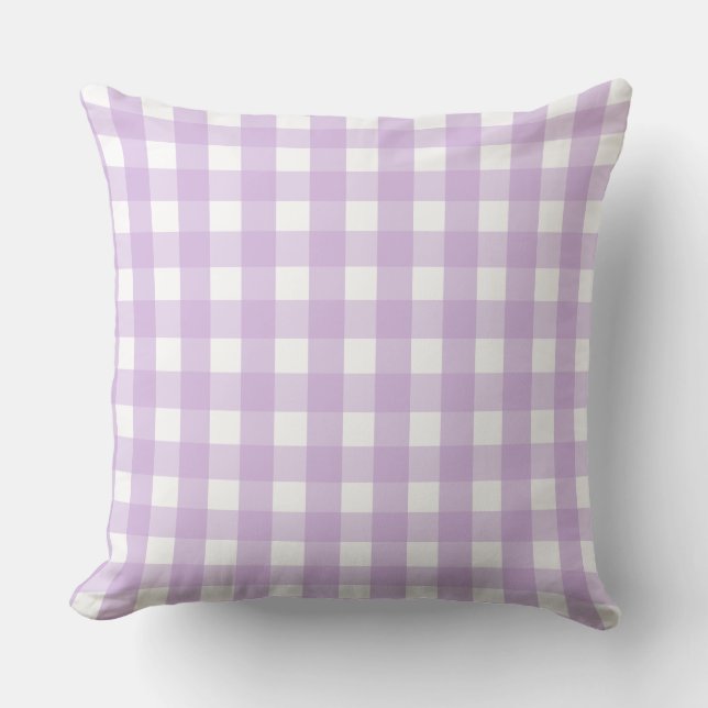 Pastel Purple Gingham Pattern Cushion (Front)