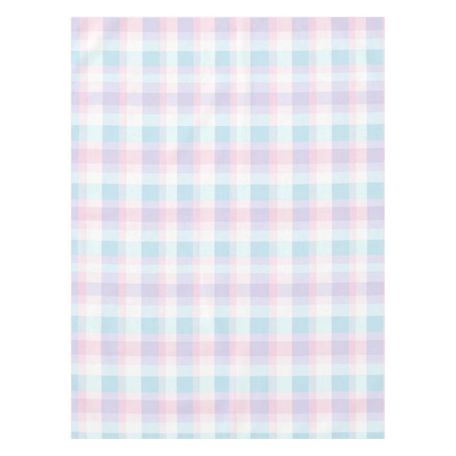 Pastel Purple Gingham Pattern Tablecloth (Front)