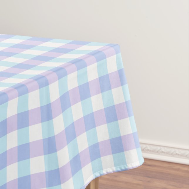 Pastel Purple Gingham Tablecloth (In Situ)