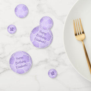 pastel purple girls soccer birthday party confetti