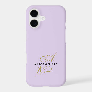 Pastel Purple Gold Black Monogram Minimalist Chic