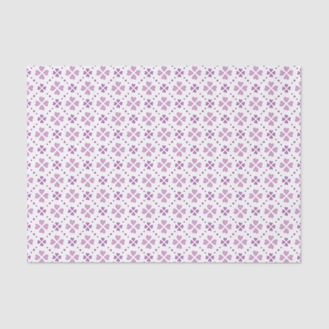 Pastel Purple Hearts Flowers Tissue Paper (Front)