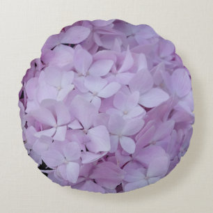 Pastel Purple Hydrangea Pattern Round Pillow