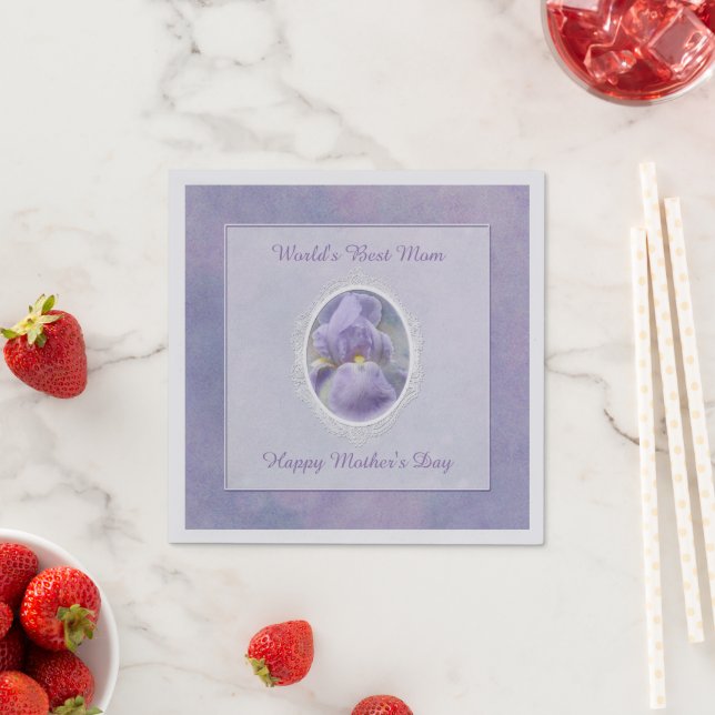 Pastel Purple Iris Mother's Day Paper Napkins (Insitu)