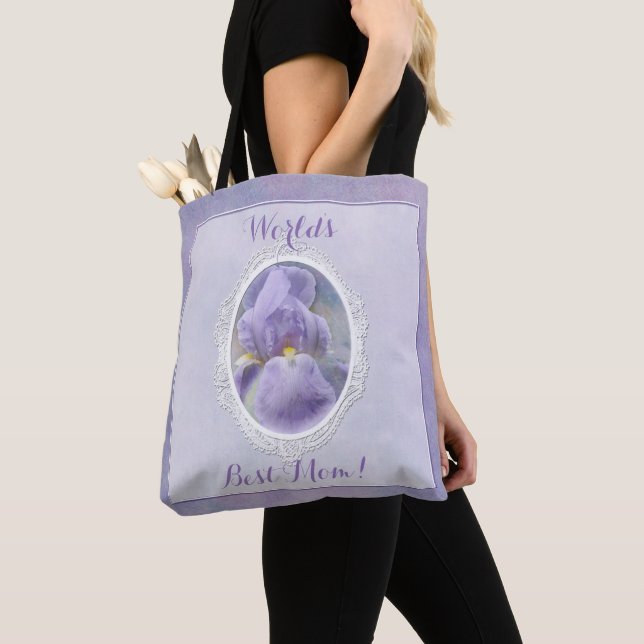 Pastel Purple Iris Mother's Day Tote Bag (Close Up)
