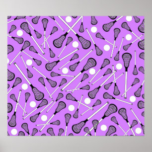Pastel purple lacrosse sticks pattern poster