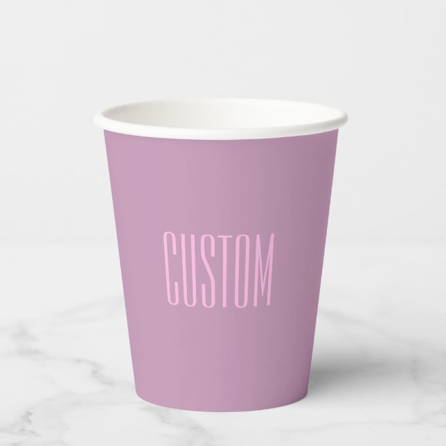 Pastel Purple & Light Pink | Modern Editable Text Paper Cups (Front)