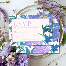 Pastel Purple Lilac Floral Wedding Rsvp card