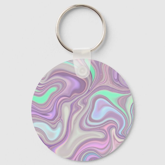 Pastel Purple Marble Swirl Pattern Key Ring (Front)