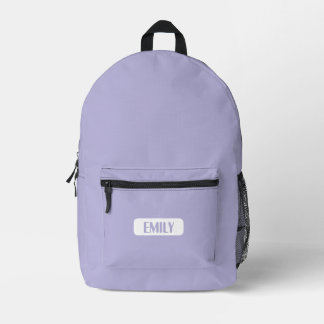 Pastel Purple Minimalist Backpack with Custom Nam