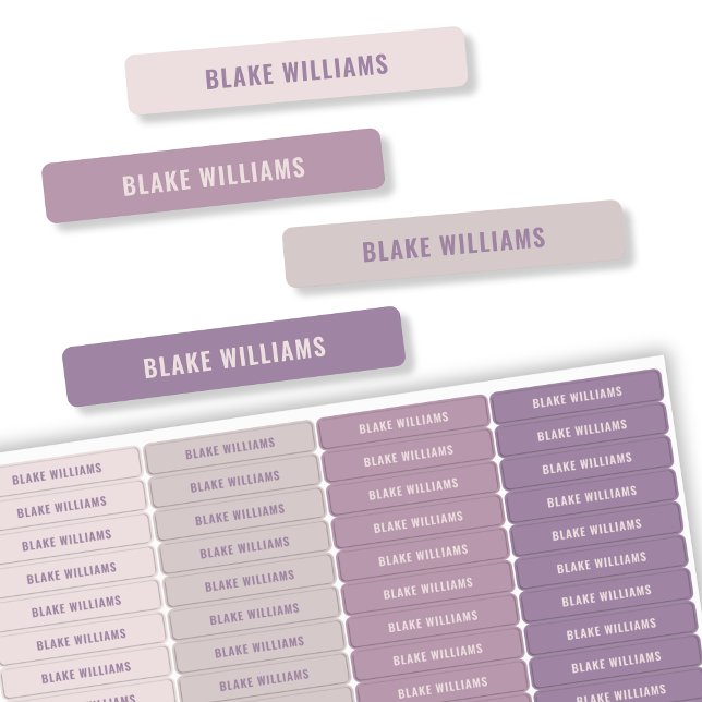 Pastel Purple Modern Girls Name School (Pastel Purple Modern Girls Name School Labels)