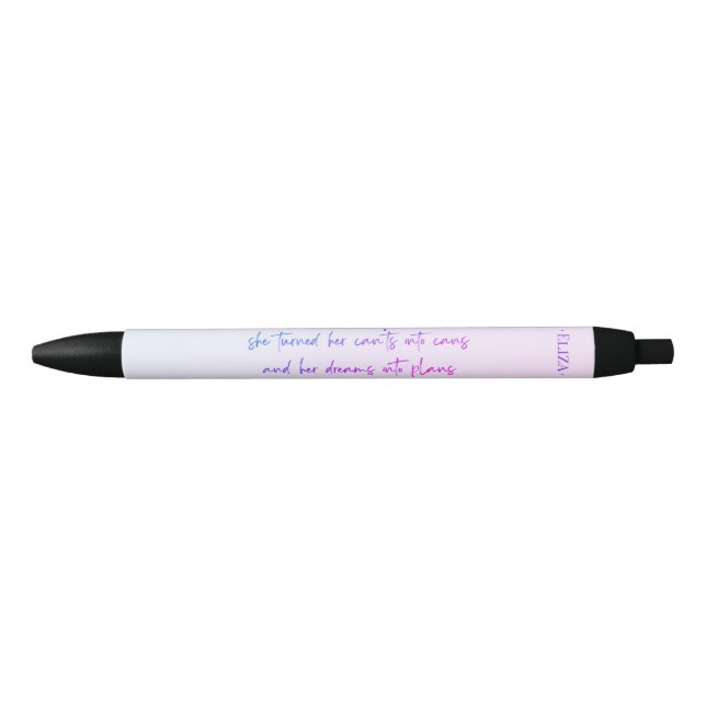 Pastel purple motivational quote name black ink pen (Front)