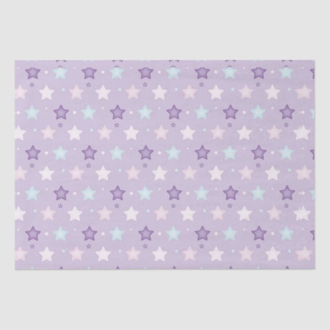 Pastel Purple Multicolor Stars   Tissue Paper (Front)