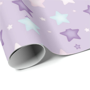 Pastel Purple Multicolor Stars  Wrapping Paper